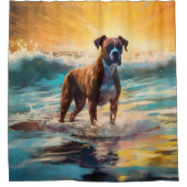Rideaux De Douche Boxer Beach Surfing Peinture (Devant)