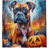 Rideaux De Douche Boxer d'Halloween avec citrouilles effrayant (Devant)