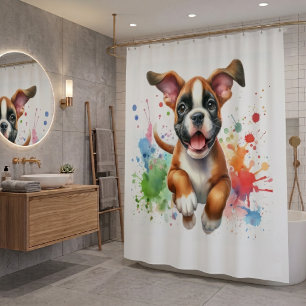Rideaux De Douche Boxer Dog Color Splash
