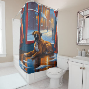 Rideaux De Douche Boxeur avec lumières de Noël vacances
