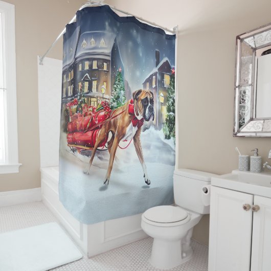 Rideaux De Douche Boxeur Saison des Fêtes de Noël (En situation)