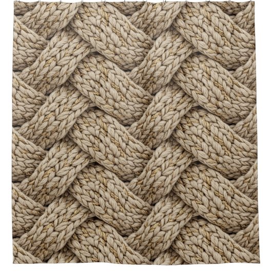 Rideaux De Douche Braided Thread Knit Texture – Warm Beige (Devant)