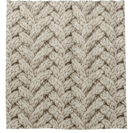 Rideaux De Douche Braided Thread Knit Texture – Warm Beige (2) (Devant)
