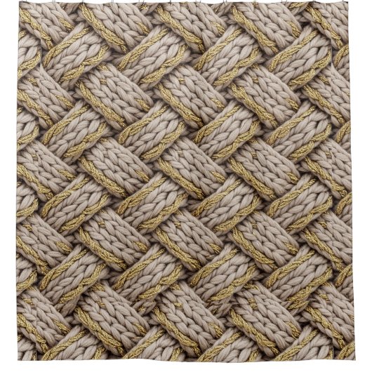 Rideaux De Douche Braided Thread Knit Texture – Warm Beige (3) (Devant)