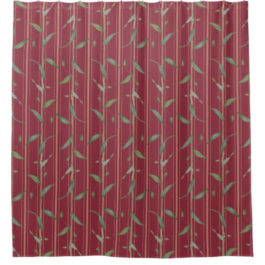 Rideaux De Douche Branch of leaves on red wallpaper (Devant)