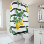 Rideaux De Douche Branche de citron : lisière d'aquarelle d'agrumes (En situation)