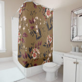 Rideaux De Douche Branche de fleurs roses, composition abstraite. (En situation)