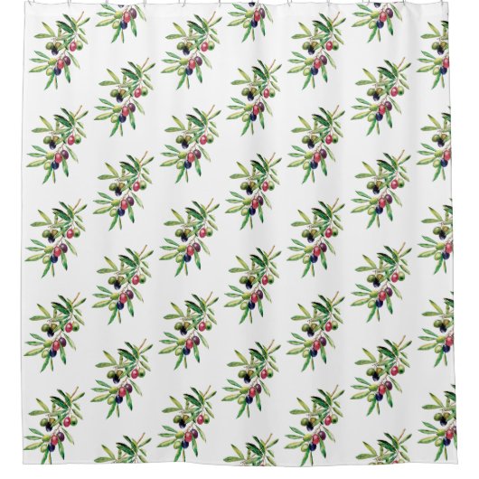 Rideaux De Douche Branche d'olive aquarelle (Devant)