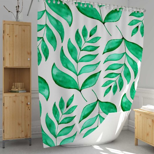 Rideaux De Douche Branches d'aquarelle simples - vert
