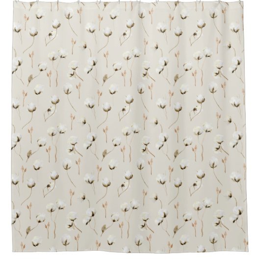 Rideaux De Douche Branches de poupées de coton Farmhouse moderne Aqu (Devant)