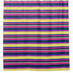 Rideaux De Douche Brayures rose, jaune et bleue