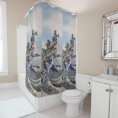 Rideaux De Douche Breaking Waves, Hokusai (En situation)