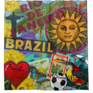Rideaux De Douche Brésil Rio de Janiero Sun Travel Art coloré