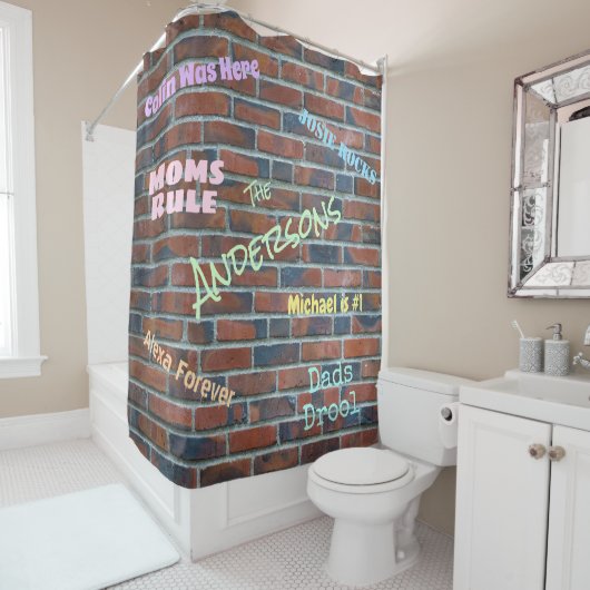Rideaux De Douche Brick Graffiti Mur Noms personnalisés (En situation)