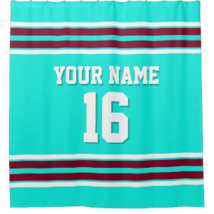 Rideaux De Douche Bright Aqua Bourgogne White Stripes Sports Jersey