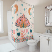 Rideaux De Douche Bright Folk art Moths motif (En situation)