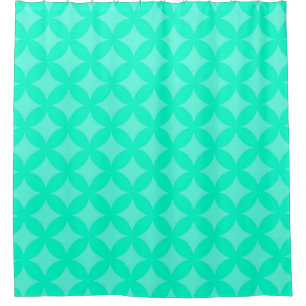 Rideaux De Douche Bright Mint Green Geocircles Design Motif