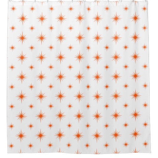 Rideaux De Douche Bright Orange Atomic Starburst Motif du milieu du  (Devant)