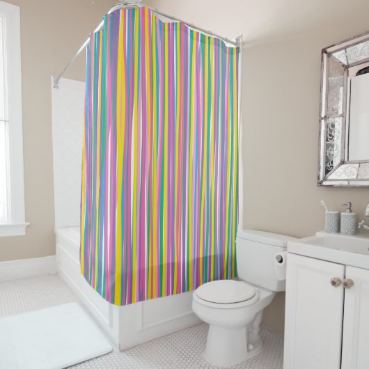 Rideaux De Douche Bright Vertical Summer Stripes (En situation)