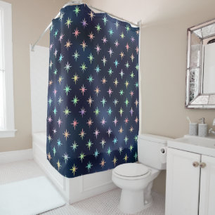 Rideaux De Douche Brillant Pastel Stars Marine Blue Trendy Glam