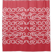 Rideaux De Douche Brique rouge avec des défilés blancs (Devant)