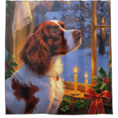 Rideaux De Douche Brittany Spaniel with Christmas Lights Holiday  (Devant)