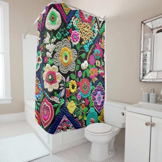 Rideaux De Douche Broderie au crochet (En situation)