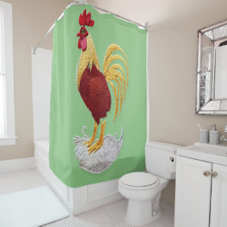Rideaux De Douche Broderie coq - Broderie animal traditionnel