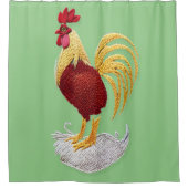 Rideaux De Douche Broderie coq - Broderie animal traditionnel (Devant)