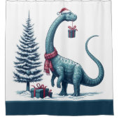 Rideaux De Douche Brontosaurus dinosaure de Noël (Devant)