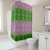 Rideaux De Douche Bronze & Feuilles verts Ikat Too (En situation)