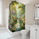 Rideaux De Douche Brook de printemps avec canards/fleurs (En situation)