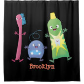 Rideaux De Douche Brosse à dents mignonne dentifrice dentaire soie d (Devant)