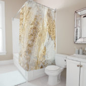 Rideaux De Douche Brosse d'or blanc à texture peinte. (En situation)
