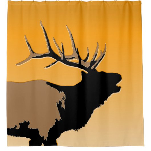 Rideaux De Douche Brouillonnant Bull Elk au coucher du soleil Art or (Devant)