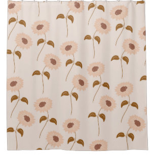 Rideaux De Douche Brown Beige Retro Y2K Hippie Motif de tournesol