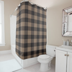 Rideaux De Douche Brown Black En vichy Buffalo Plaid Farming