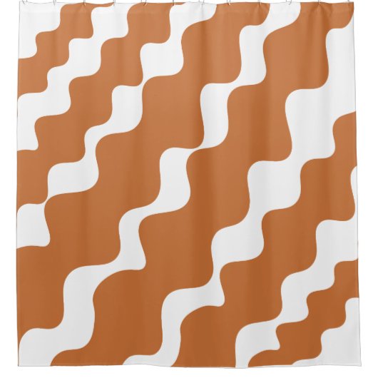 Rideaux De Douche Brown blanc slaning vagues motif (Devant)