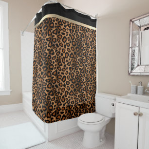 Rideaux De Douche Brown doré et Motif léopard noir