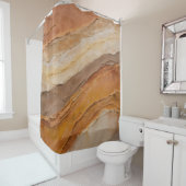 Rideaux De Douche Brown en terre cuite de rouille orange brûlée Abst (En situation)