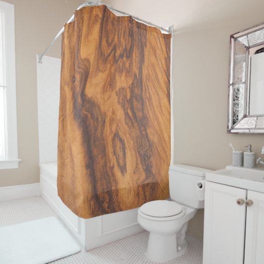 Rideaux De Douche Brown Faux Wood (En situation)