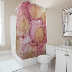Rideaux De Douche Brown Floral Abstrait