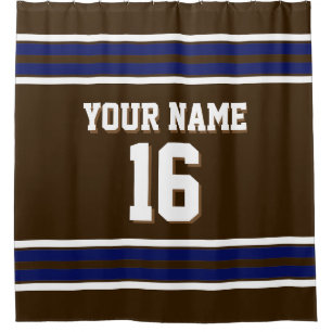 Rideaux De Douche Brown foncé avec Marine White Stripes Sports Jerse