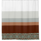 Rideaux De Douche Brown Foncé Turquoise Et Bleu Gris (Devant)