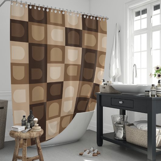 Rideaux De Douche Brown moderne Boho Arch Motif Aztèque géométrique