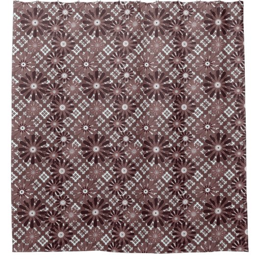 Rideaux De Douche Brown, motif de fleurs (Devant)