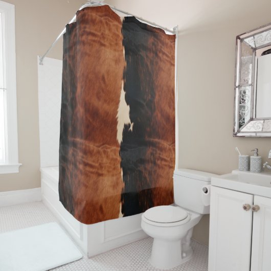Rideaux De Douche Brown Noir Noir Faux Cowhide (En situation)