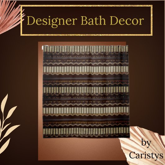 Rideaux De Douche Brown, Or, Crème