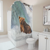 Rideaux De Douche Brown Ours Animal Blue Waterfall Faune (En situation)