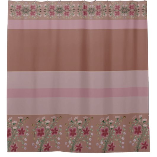 Rideaux De Douche Browns et rose avec design floral (Devant)